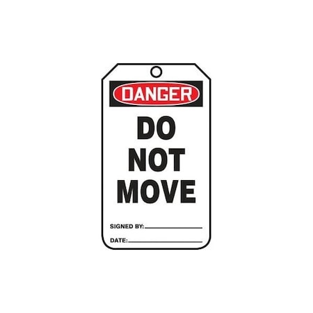 Accuform Safety Tags, DANGER DO NOT MOVE, 5.75in x 3.25in, RP-Plastic, 5PK MDT014PTM